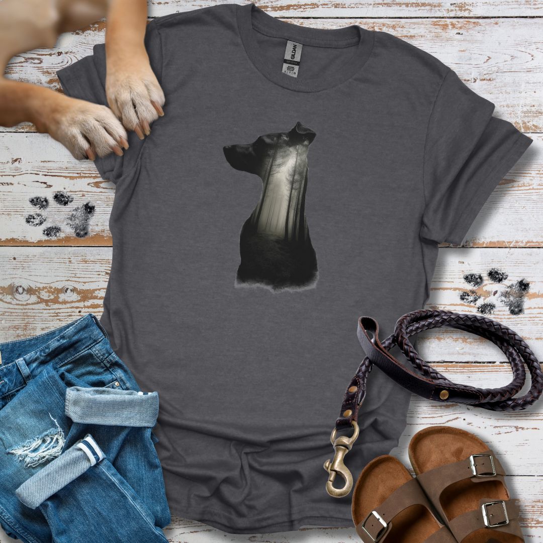 Hund Silhouette mit Wald - T-Shirt Unisex Relaxed Fit