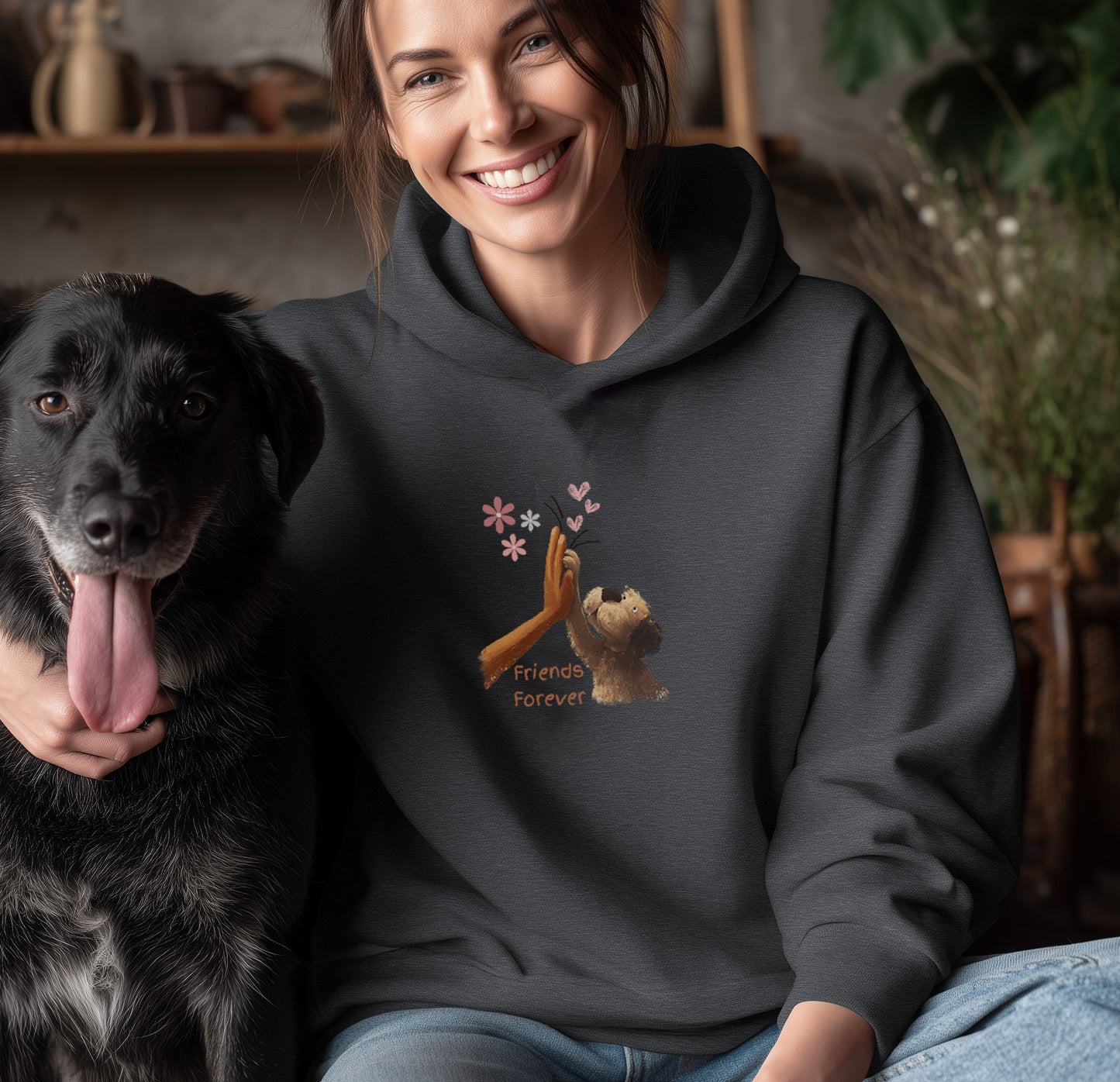Friends forever High five - Unisex Modern Fit Hoodie für Hundefreunde