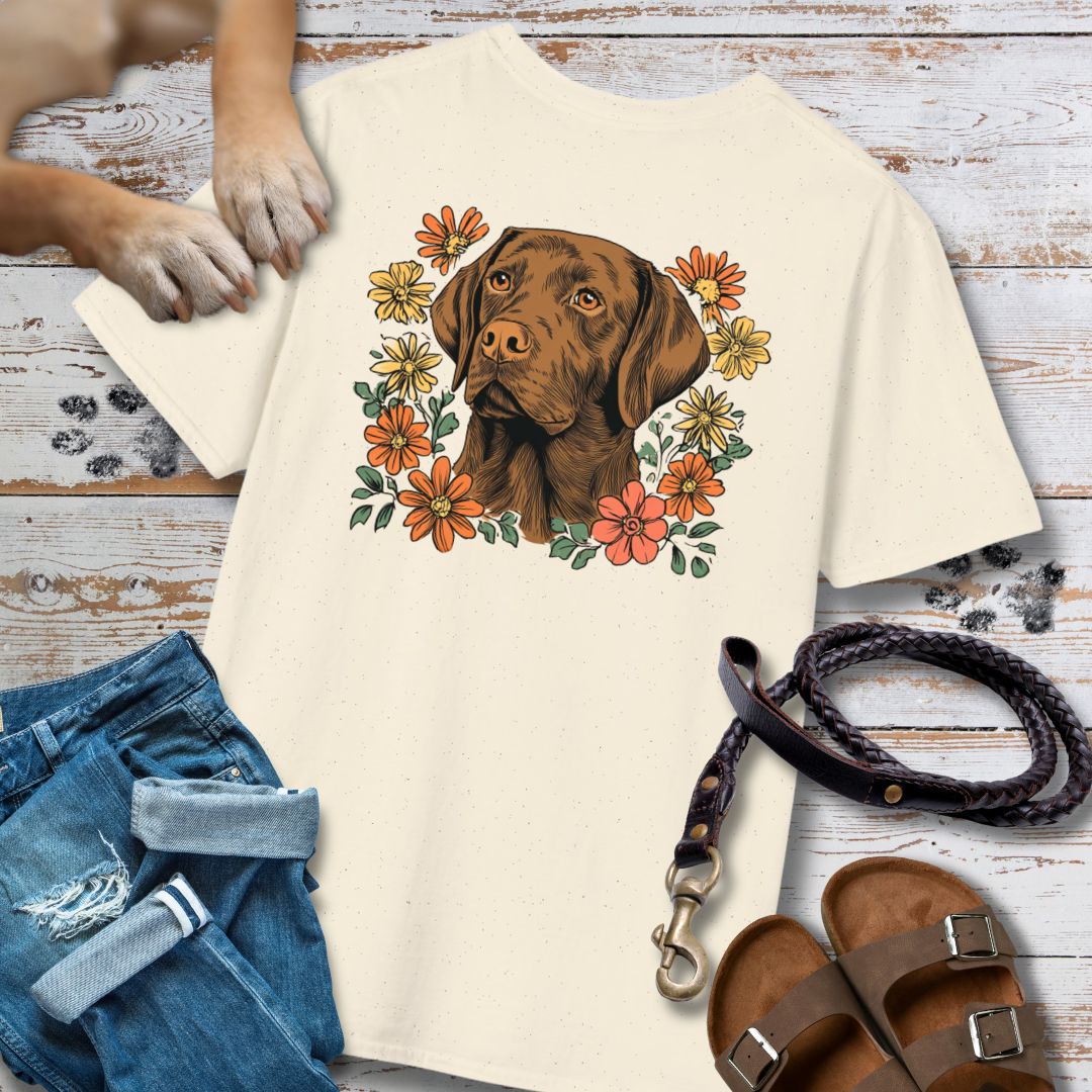 Labrador in Blumen - Nur Hinten - T-Shirt Unisex Classic Fit - Bequemer Klassiker