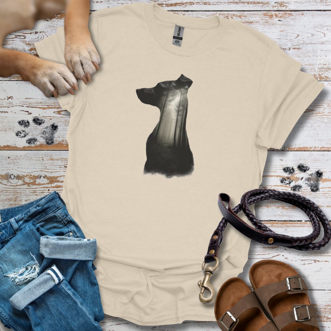 Hund Silhouette mit Wald - T-Shirt Unisex Relaxed Fit