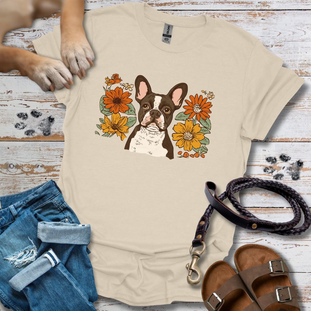 Floral Französische Bulldogge - T-Shirt Unisex Relaxed Fit