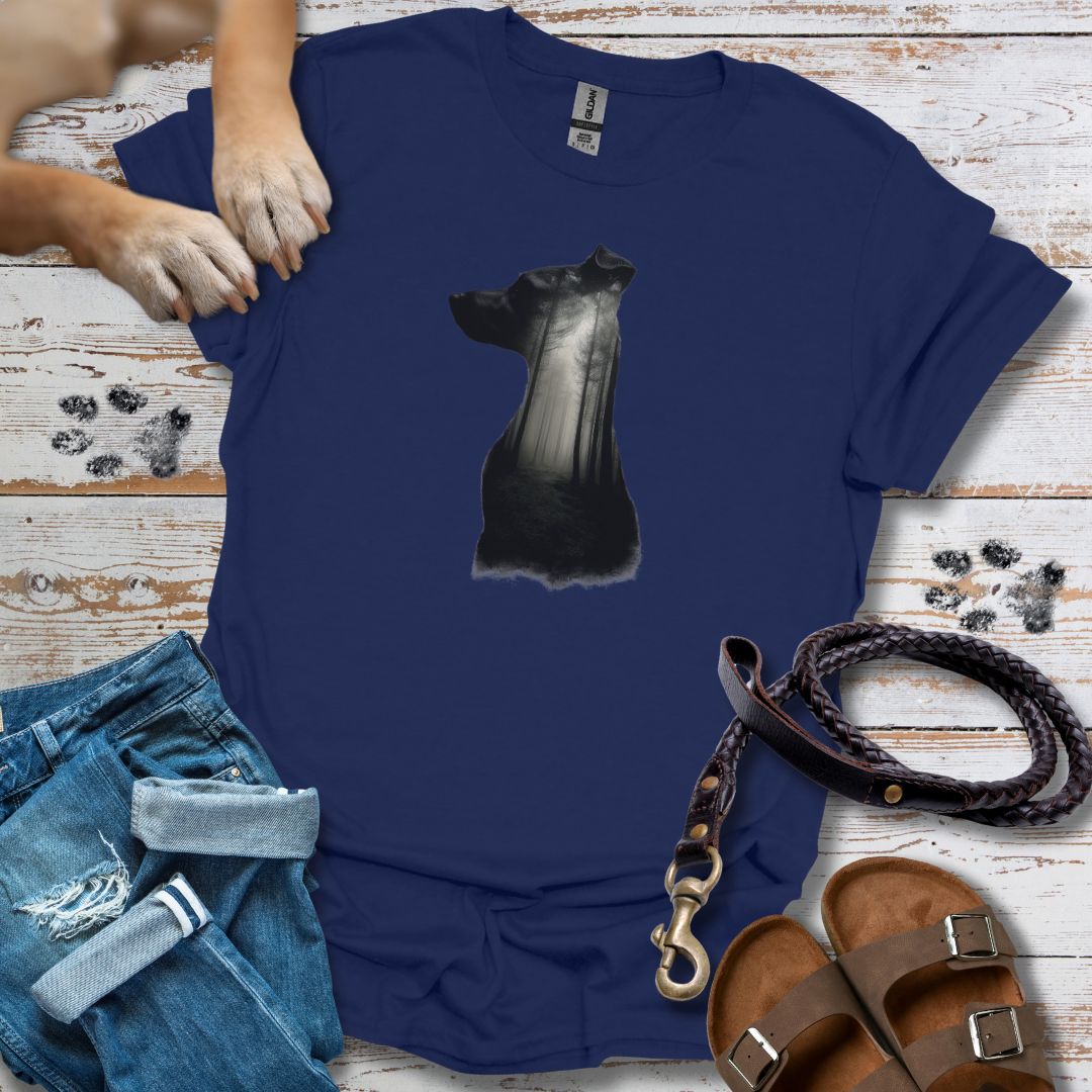 Hund Silhouette mit Wald - T-Shirt Unisex Relaxed Fit