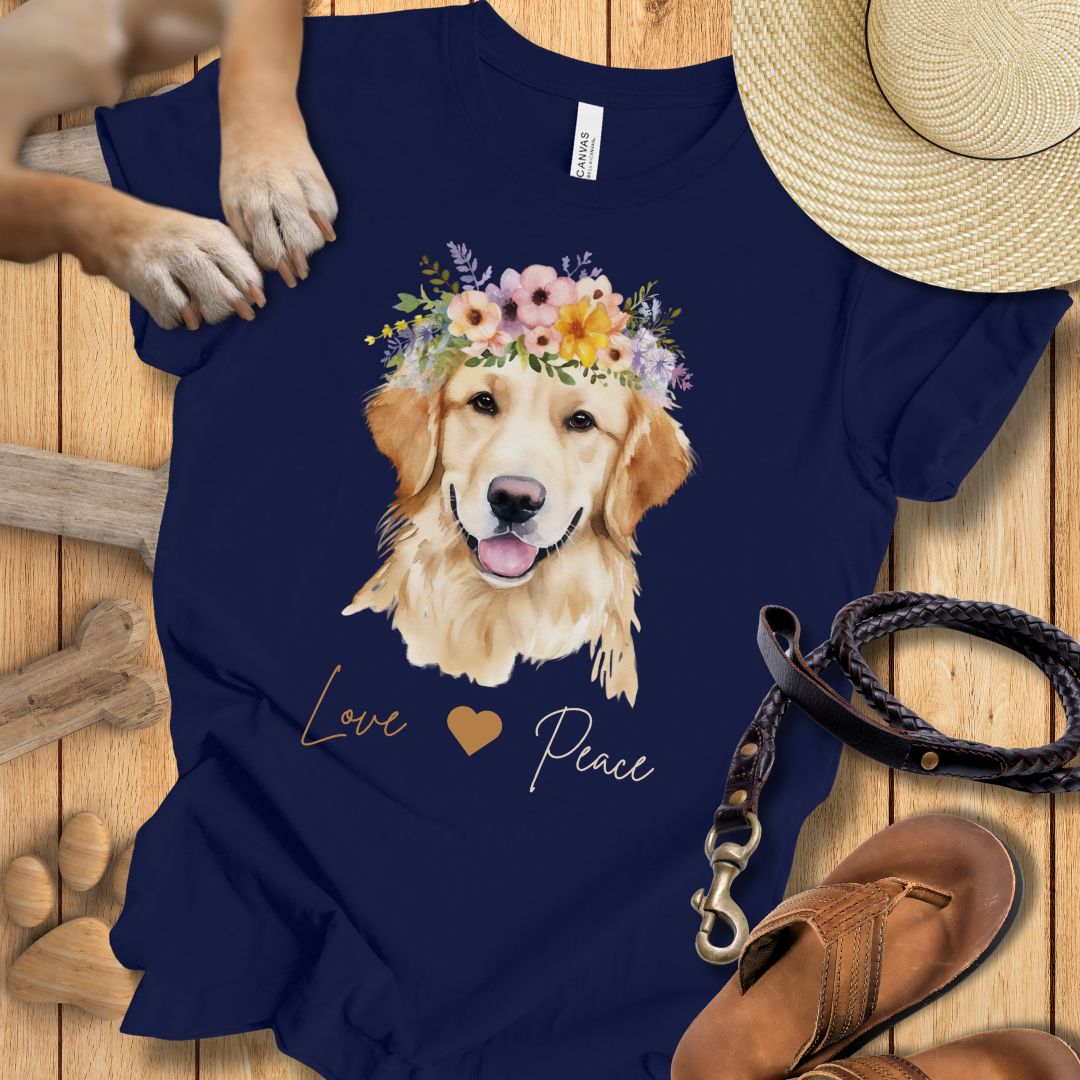 Golden Retriever Love & Peace - T-Shirt Damen Modern Fit - Weich & Leicht
