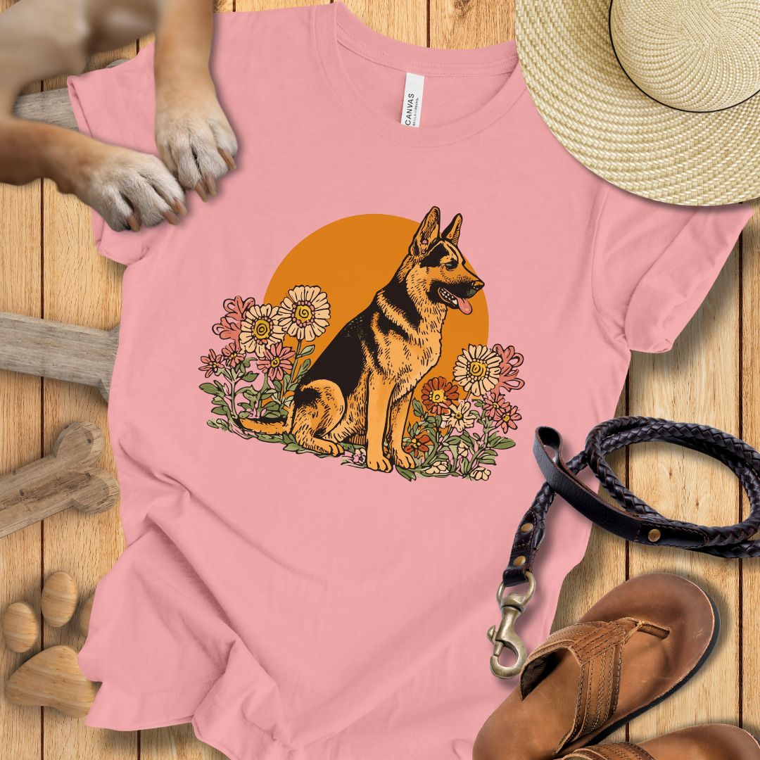 Floral Deutscher Schäferhund - T-Shirt Unisex Slim Fit
