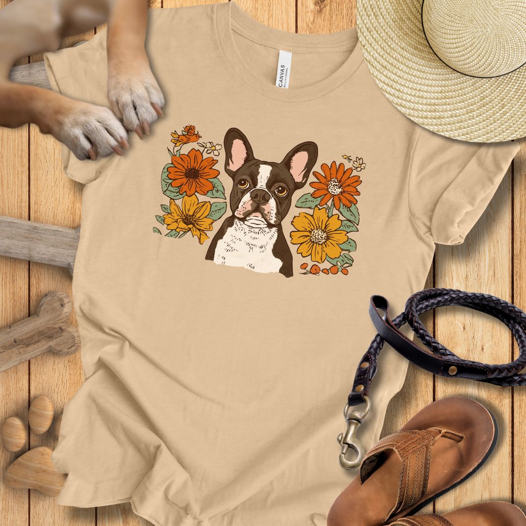 Floral Französische Bulldogge - T-Shirt Unisex Slim Fit