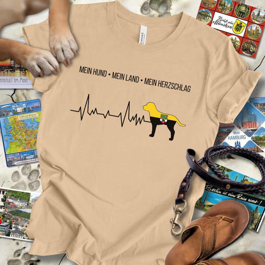 Mein Hund, Mein Land, Mein Herzschlag - Sachsen-Anhalt - T-Shirt Unisex Slim Fit