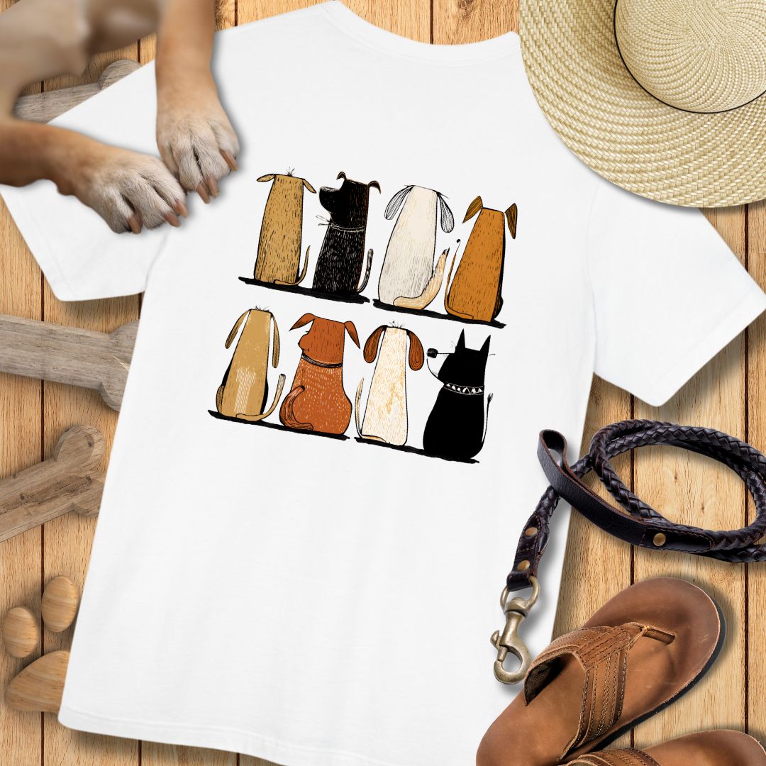Acht Hunde - Vorne & Hinten - T-Shirt Unisex Modern Fit - Weich & Leicht