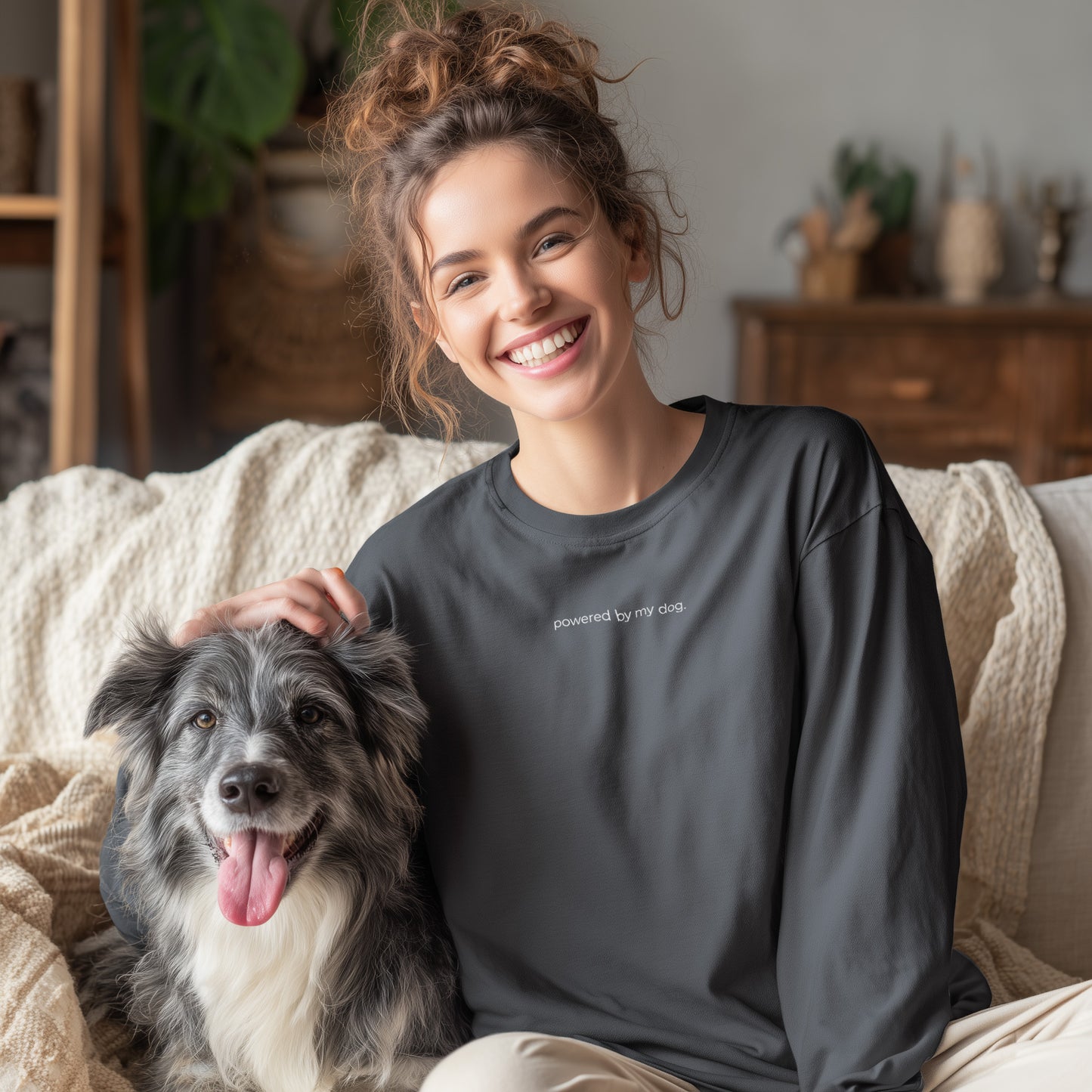 powered by my dog. - Unisex Longsleeve Classic Fit