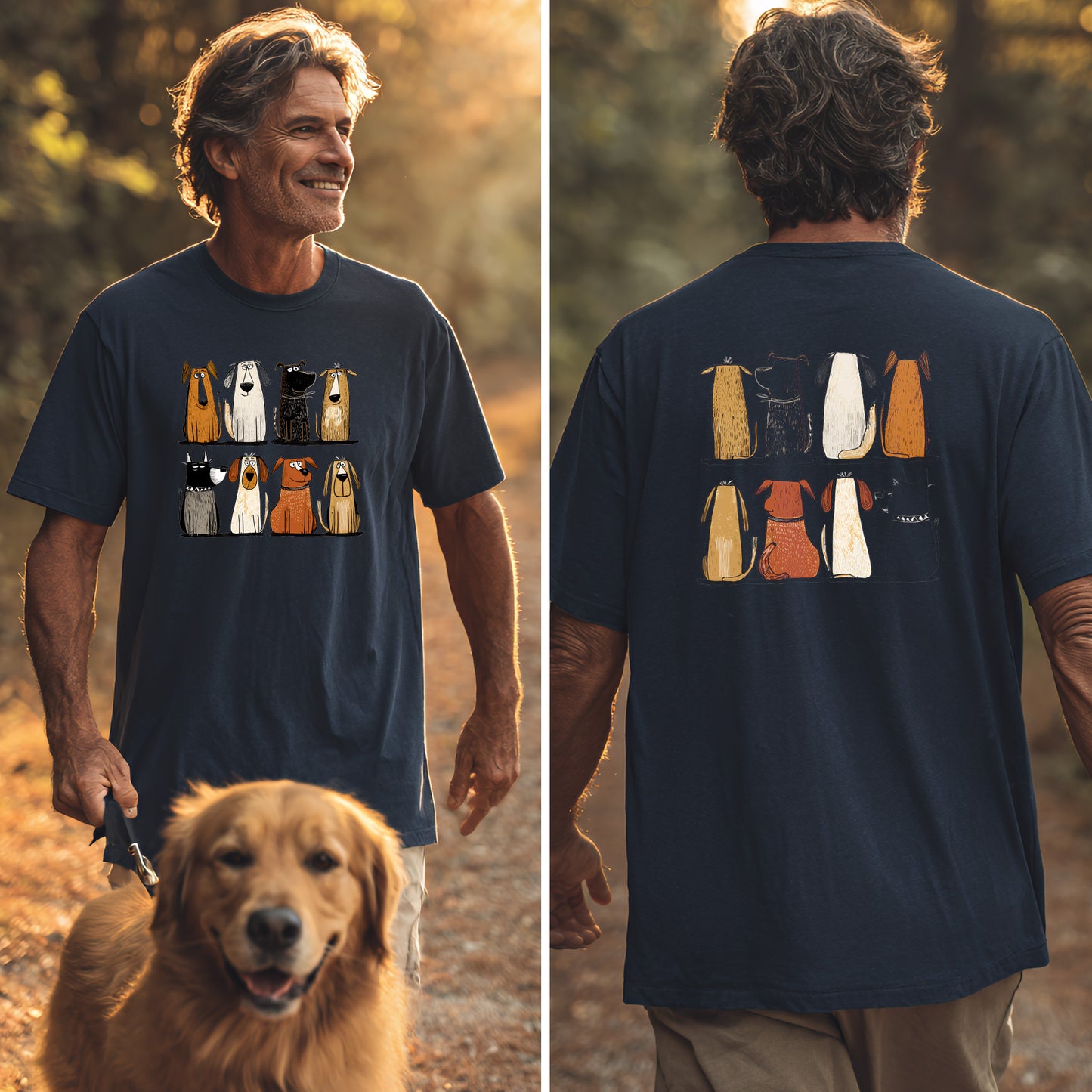 Acht Hunde - Vorne & Hinten - T-Shirt Unisex Classic Fit - Bequemer Klassiker
