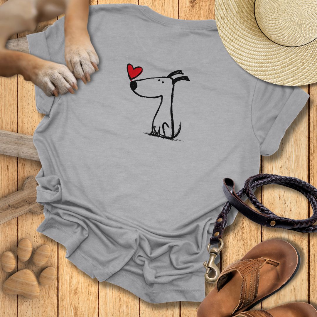 Kleiner Hund mit Herz - Beidseitig bedrucktes T-Shirt Damen Slim Fit