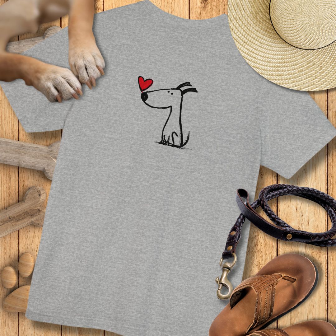 Kleiner Hund mit Herz - Nur Hinten - T-Shirt Unisex Modern Fit - Weich & Leicht