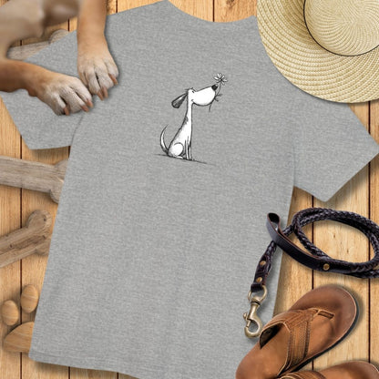 Kleiner Hund mit Blume - Vorne & Hinten - T-Shirt Unisex Modern Fit - Weich & Leicht