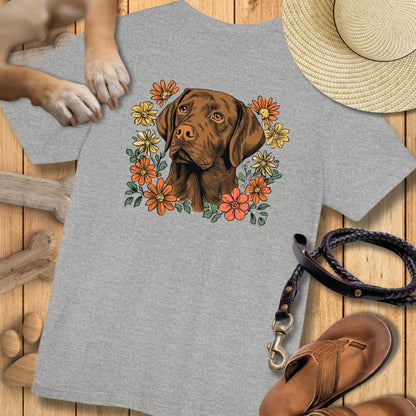 Labrador in Blumen - Nur Hinten - T-Shirt Unisex Modern Fit - Weich & Leicht