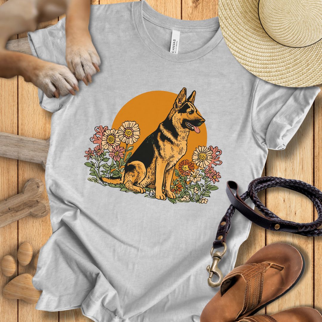 Floral Deutscher Schäferhund - T-Shirt Unisex Slim Fit