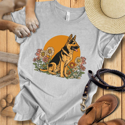 Floral Deutscher Schäferhund - T-Shirt Unisex Modern Fit - Weich & Leicht