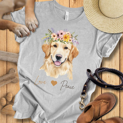 Golden Retriever Love & Peace - T-Shirt Damen Modern Fit - Weich & Leicht