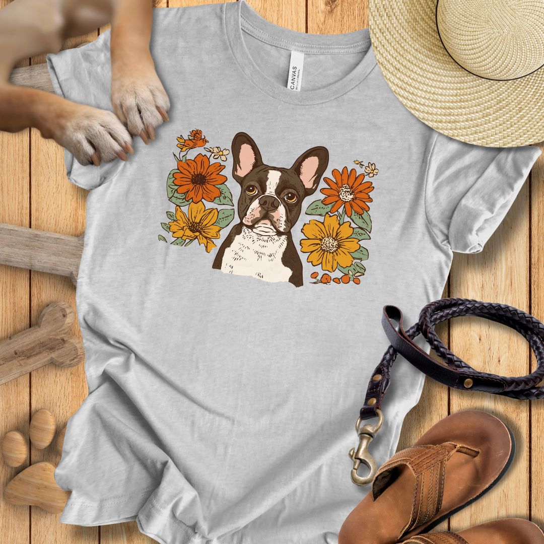 Floral Französische Bulldogge - T-Shirt Unisex Slim Fit