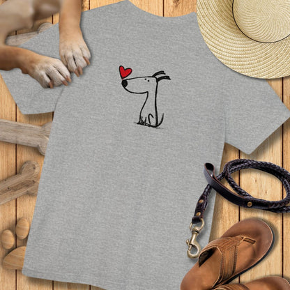 Kleiner Hund mit Herz - Vorne & Hinten - T-Shirt Unisex Modern Fit - Weich & Leicht