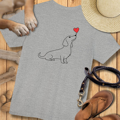 Herzenshunde - Dackel - Vorne & Hinten - T-Shirt Unisex Modern Fit - Weich & Leicht