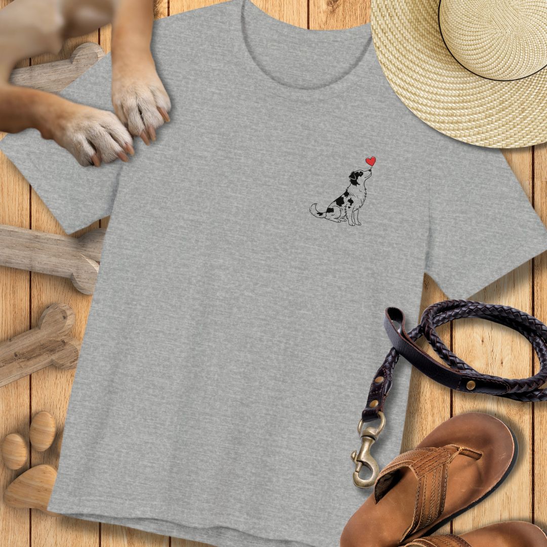 Herzenshunde - Australian Shepherd - Vorne & Hinten - T-Shirt Unisex Modern Fit - Weich & Leicht
