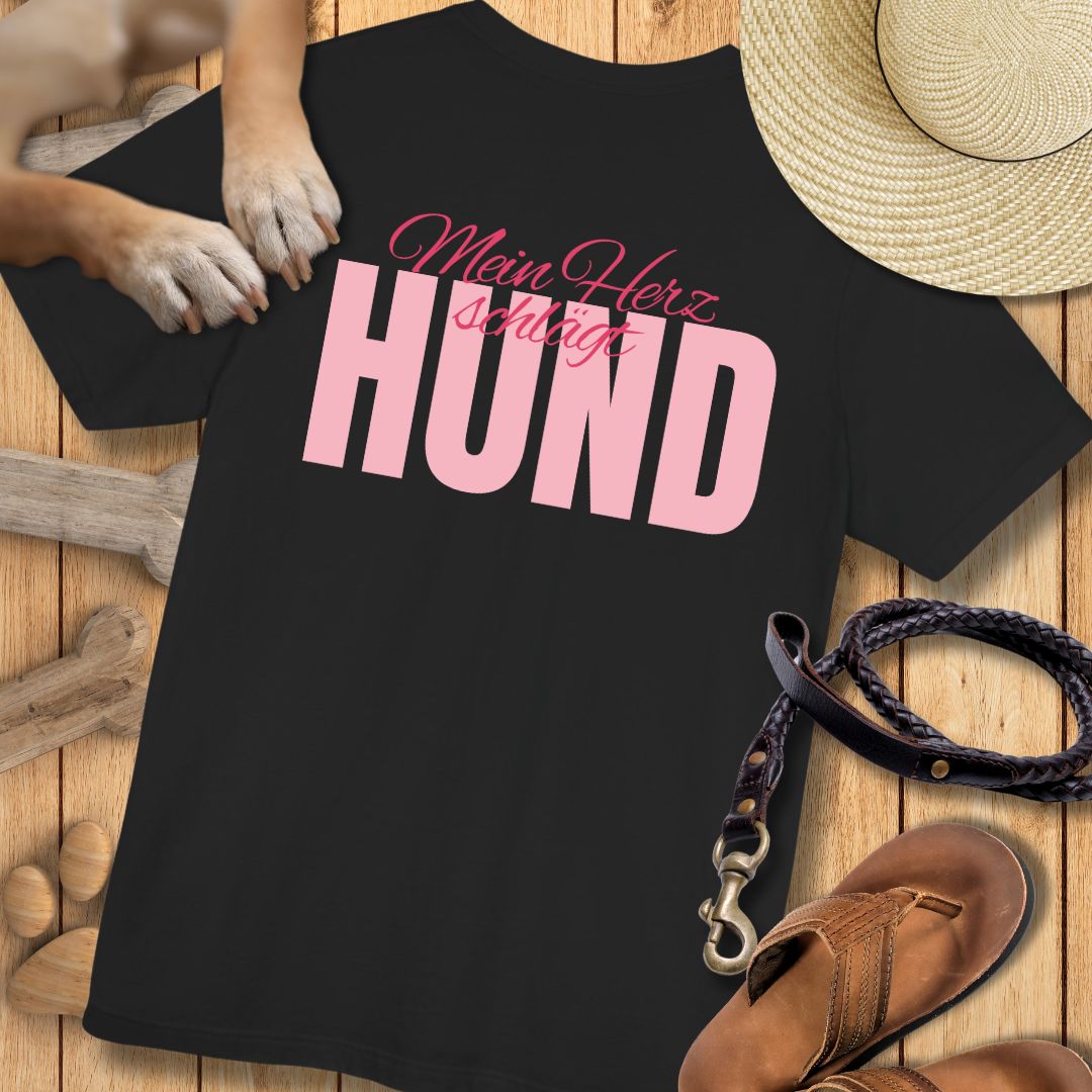 Mein Herz schlägt Hund - Nur Hinten - T-Shirt Unisex Modern Fit - Weich & Leicht