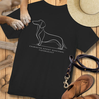 Charakter Tiefergelegt - Dackel - Vorne & Hinten - T-Shirt Unisex Modern Fit - Weich & Leicht