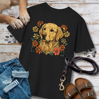 Golden Retriever in Blumen - Nur Hinten - T-Shirt Unisex Classic Fit - Bequemer Klassiker