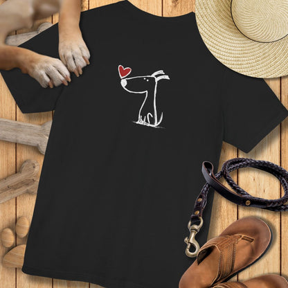 Kleiner Hund mit Herz - Nur Hinten - T-Shirt Unisex Modern Fit - Weich & Leicht