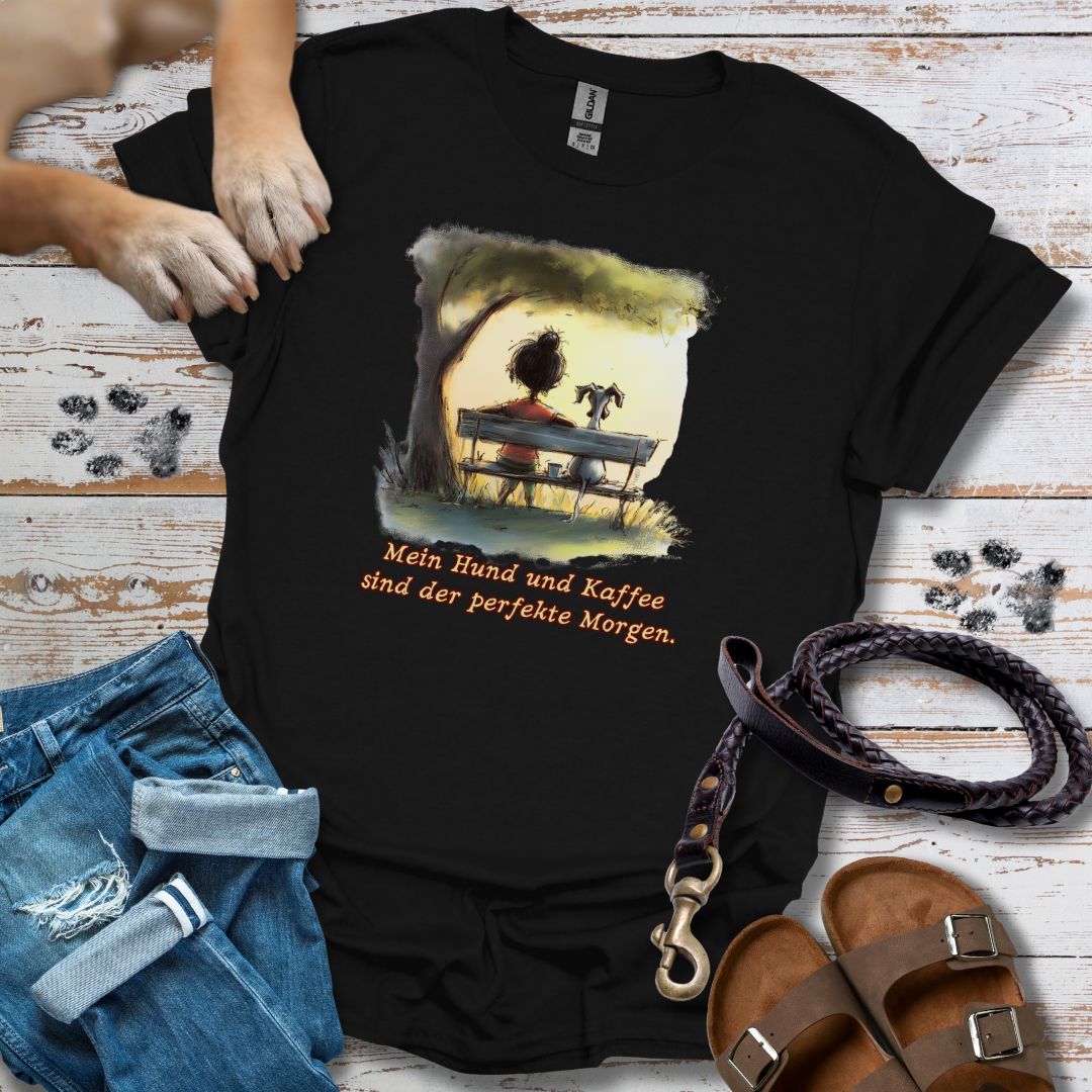 Mein Hund und Kaffee sind der perfekte Morgen - T-Shirt Unisex Relaxed Fit