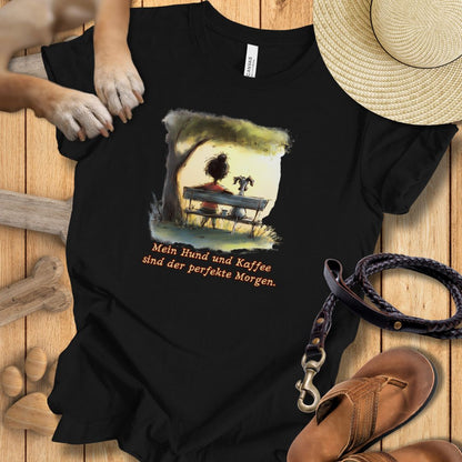 Mein Hund und Kaffee sind der perfekte Morgen - T-Shirt Unisex Modern Fit - Weich & Leicht