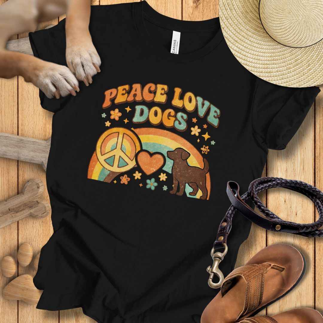 Peace Love Dogs Retro - T-Shirt Unisex Modern Fit - Weich & Leicht