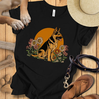 Floral Deutscher Schäferhund - T-Shirt Unisex Modern Fit - Weich & Leicht