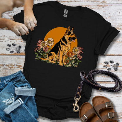 Floral Deutscher Schäferhund - T-Shirt Unisex Classic Fit - Bequemer Klassiker