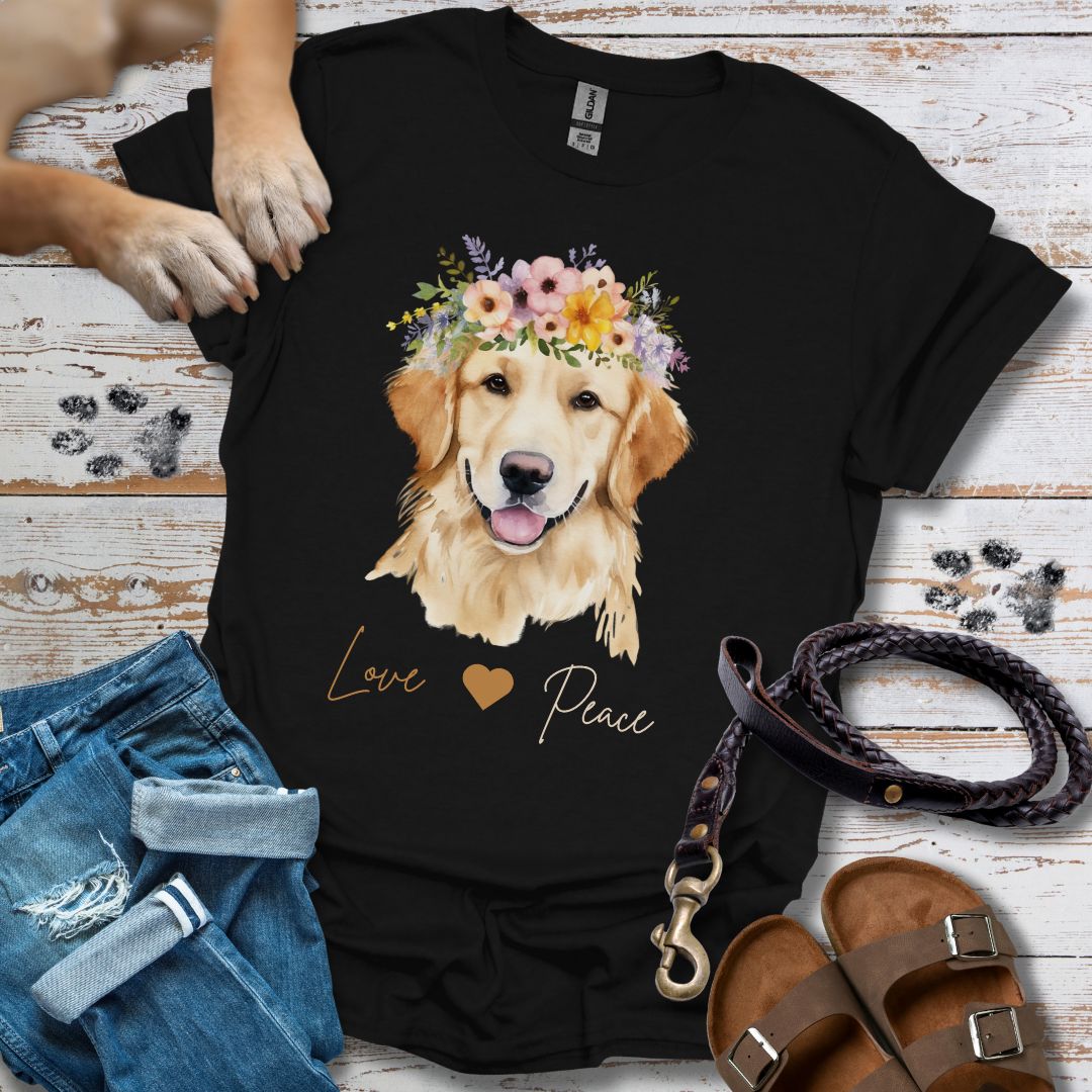 Golden Retriever Love & Peace - T-Shirt Unisex Classic Fit - Bequemer Klassiker