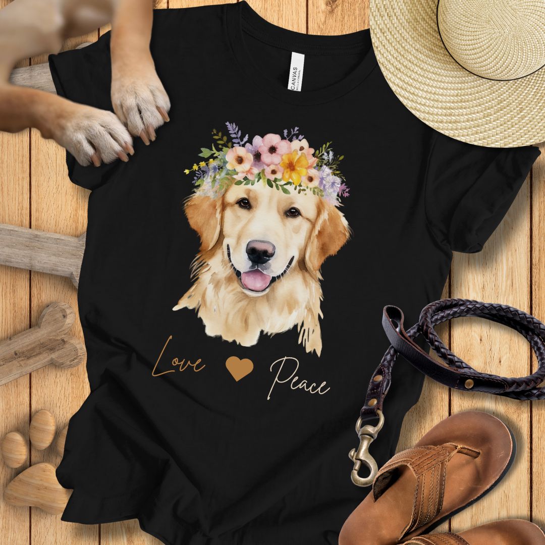 Golden Retriever Love & Peace - T-Shirt Damen Modern Fit - Weich & Leicht