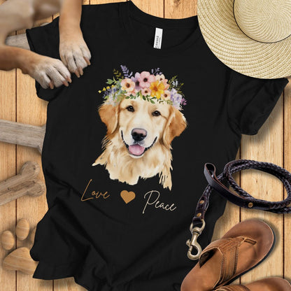 Golden Retriever Love & Peace - T-Shirt Damen Modern Fit - Weich & Leicht