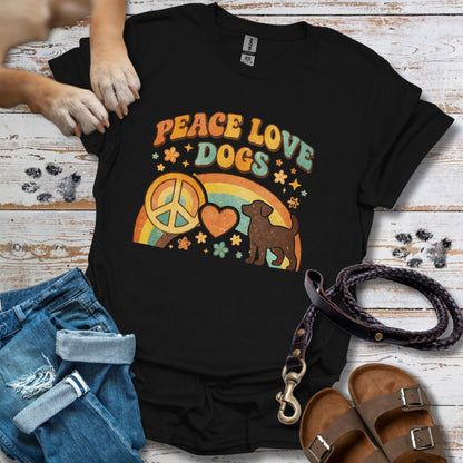 Peace Love Dogs Retro - T-Shirt Unisex Classic Fit Standard Qualität