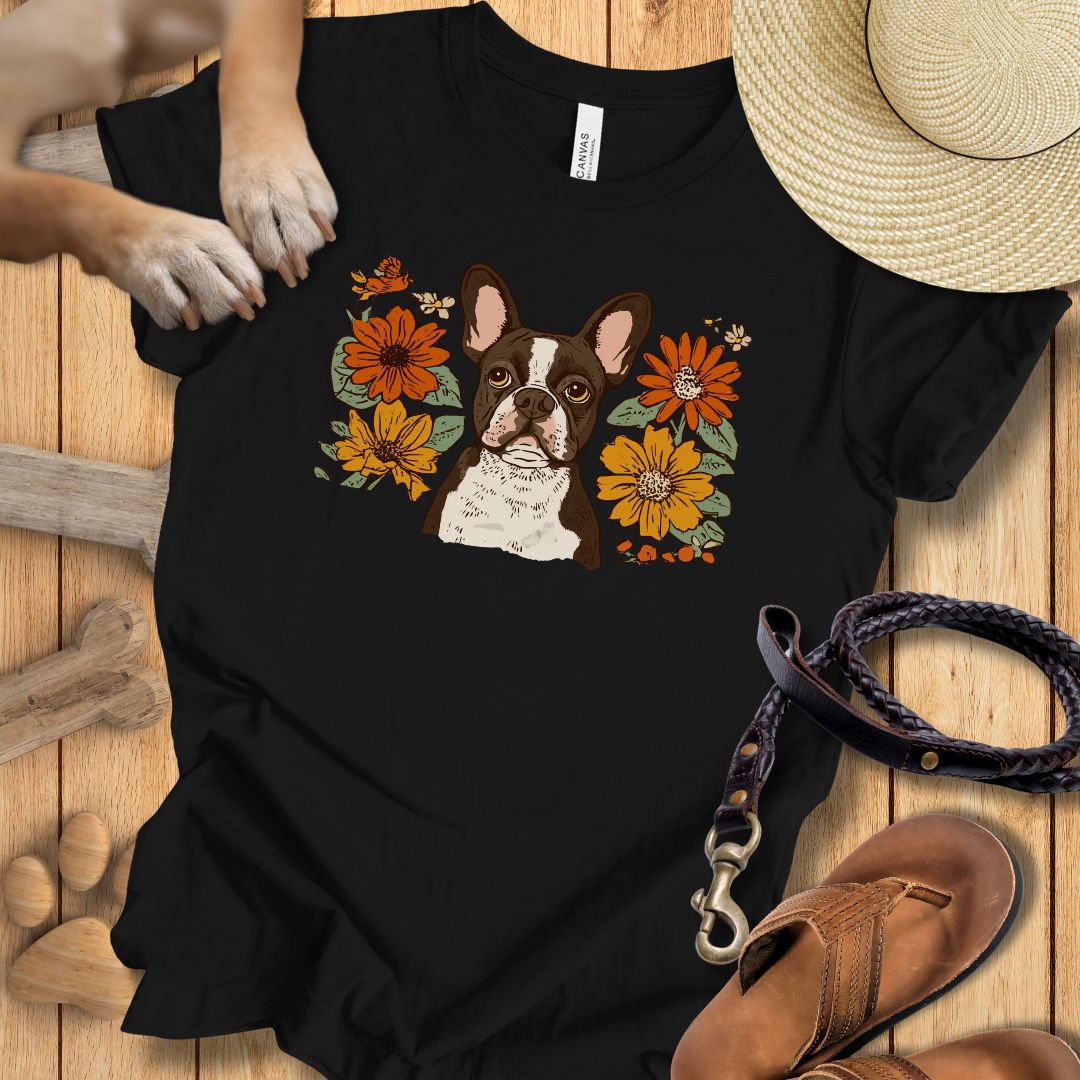 Floral Französische Bulldogge - T-Shirt Unisex Slim Fit