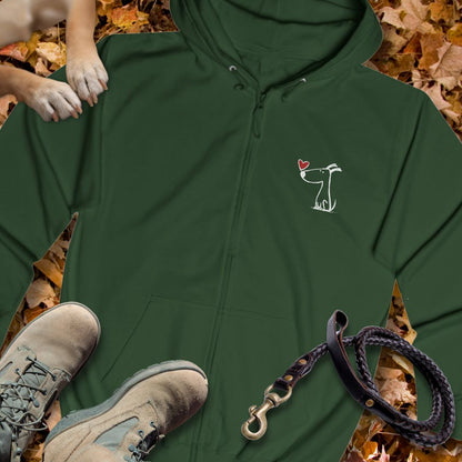 Kleiner Hund mit Herz - Vorne & Hinten - Unisex Zip Hoodie Classic Fit