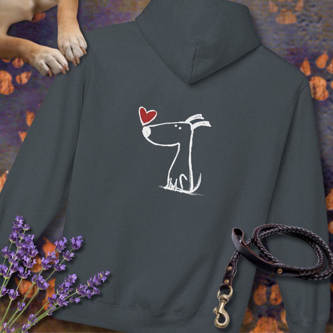 Kleiner Hund mit Herz - Nur Hinten - Hoodie Unisex Modern Fit