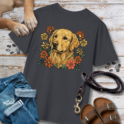 Golden Retriever in Blumen - Nur Hinten - T-Shirt Unisex Classic Fit - Bequemer Klassiker