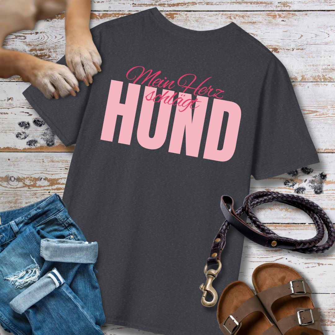 Mein Herz schlägt Hund - Nur Hinten - T-Shirt Unisex Classic Fit - Bequemer Klassiker