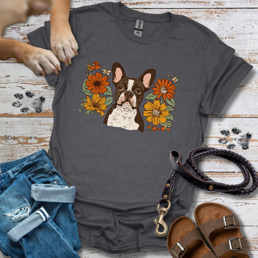 Floral Französische Bulldogge - T-Shirt Unisex Relaxed Fit