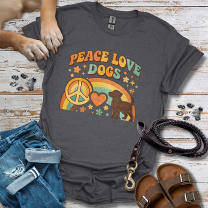 Peace Love Dogs Retro - T-Shirt Unisex Classic Fit Standard Qualität