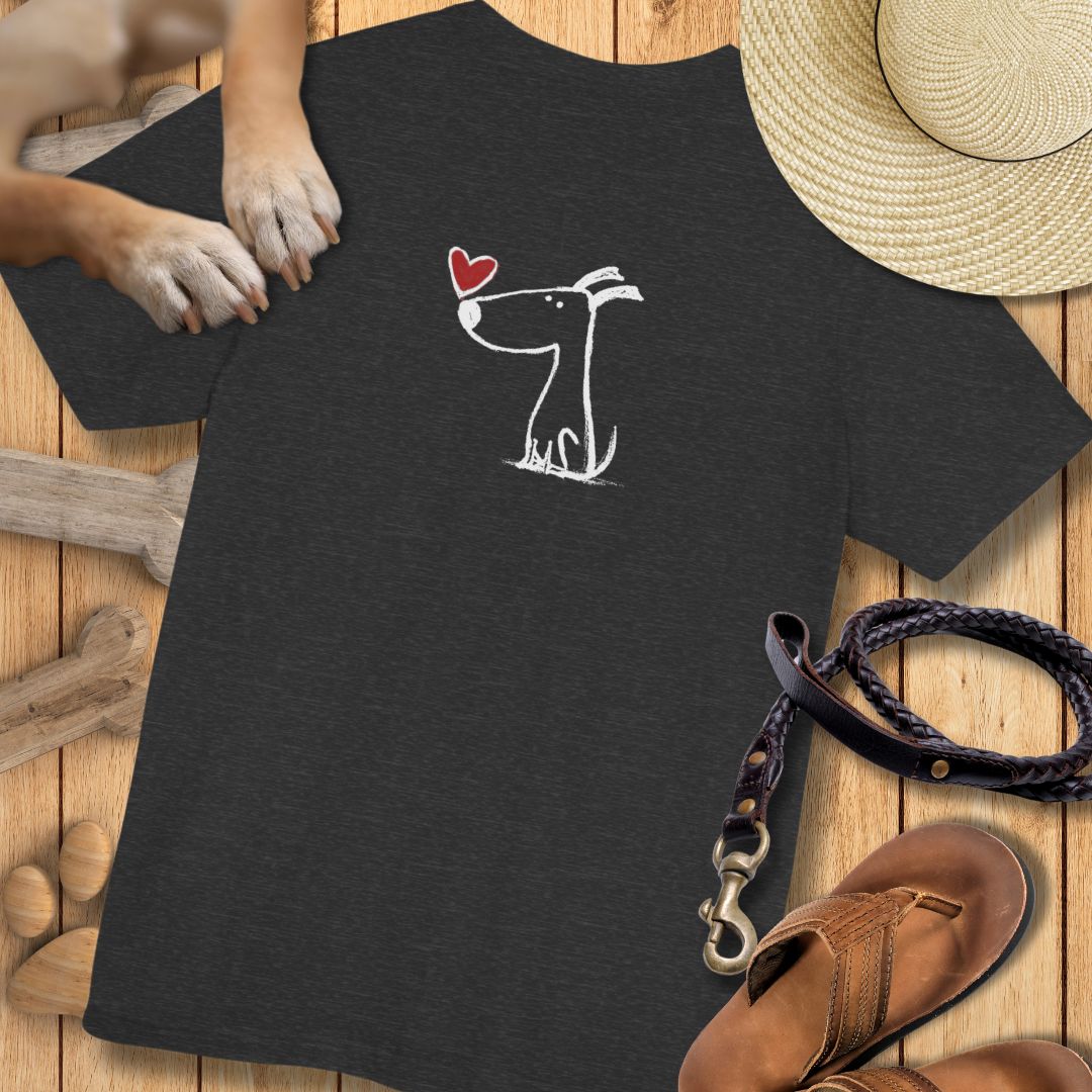 Kleiner Hund mit Herz - Nur Hinten - T-Shirt Unisex Modern Fit - Weich & Leicht
