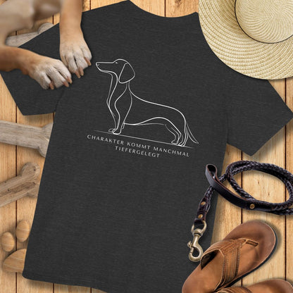 Charakter Tiefergelegt - Dackel - Vorne & Hinten - T-Shirt Unisex Modern Fit - Weich & Leicht