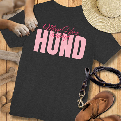 Mein Herz schlägt Hund - Nur Hinten - T-Shirt Unisex Modern Fit - Weich & Leicht