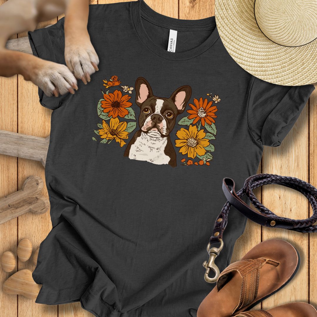 Floral Französische Bulldogge - T-Shirt Unisex Slim Fit