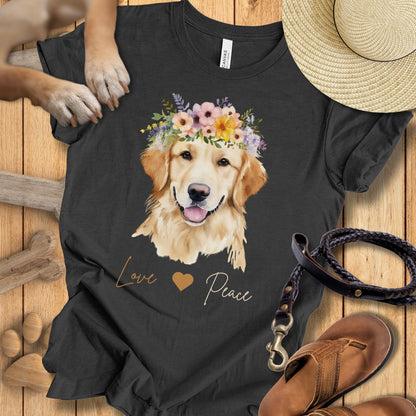 Golden Retriever Love & Peace - T-Shirt Damen Modern Fit - Weich & Leicht