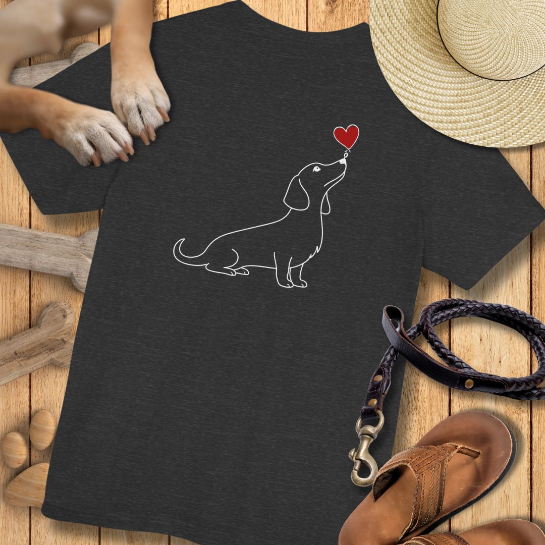 Herzenshunde - Dackel - Vorne & Hinten - T-Shirt Unisex Modern Fit - Weich & Leicht